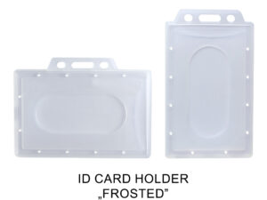 Frosted ID card holder for companies, event organizers. AMGS Group.