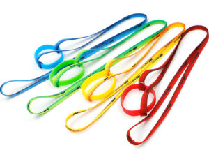Flexible lanyards with silicone bands in various colors – perfect for bottles and cups. From AMGS Group