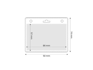 Technical drawing of VISA ID card holder with dimensions for standard vertical identification cards.