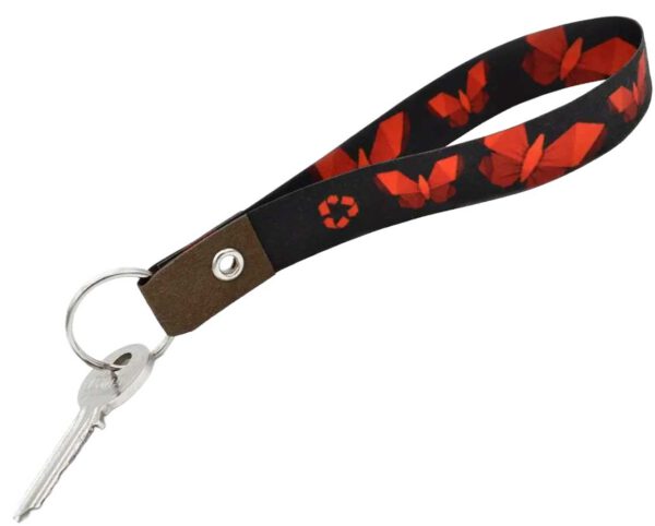 Double-sided eco-lanyard made of washable paper with a high-quality sublimation motif. AMGS Group.