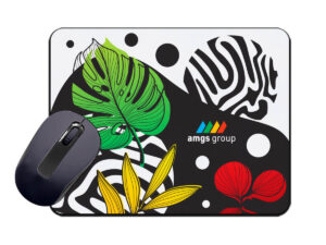 Rectangular mouse pad with AMGS Group logo - high-resolution print.