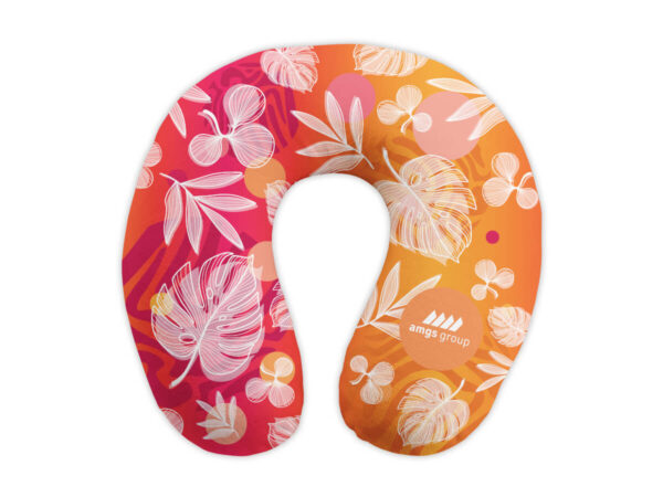 Custom neck pillow with sublimation print - travelccessory with full branding.