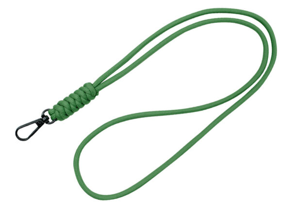 Long braided paracord lanyard in green – a durable sports gadget from AMGS Group.
