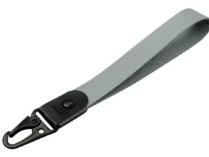 Nylon tactical keyring made of grey nylon with the option of personalized printing, available from AMGS Group.