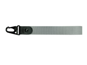 Durable and functional nylon tactical keyring in grey. AMGS Group.