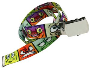 Custom Belt with Sublimation Print with full-color cartoon-style and buckle from AMGS Group.