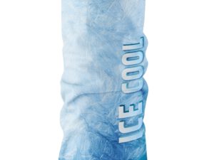 LOOP ICE multifunctional cooling scarf in blue with an ice crystal print and the inscription "ICE COOL". Fully customizable, available from AMGS Group.