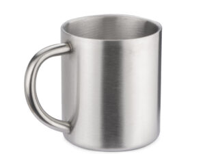 SALO Mug 210 ml. SALO 210 ml stainless steel mug with handle and double walls – compact promotional cup with customizable logo.