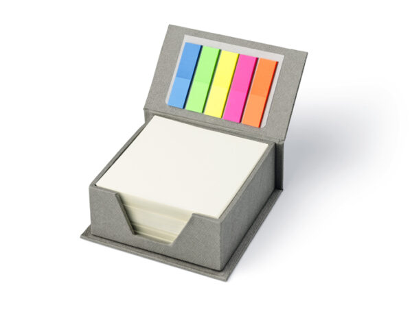 BLOC Sticky Note Cube with Logo. Grey BLOC sticky note cube with 300 sheets and logo printing option.