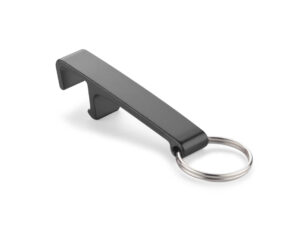 Promotional keychain 3 in 1 LON with branding – aluminum key pendant, bottle opener, and phone stand.