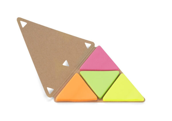 Triangular promotional sticky notes PEL with customizable eco paper cover – ideal for logo branding.