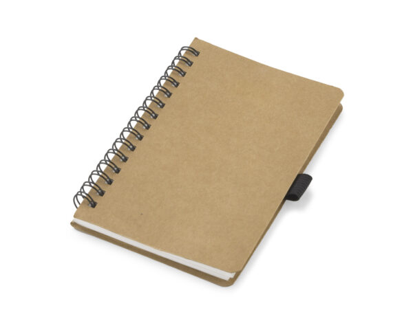 BATO A6 Notebook. BATO A6 spiral notebook with stone paper pages and brown cover – eco-friendly promotional notebook customizable with logo.