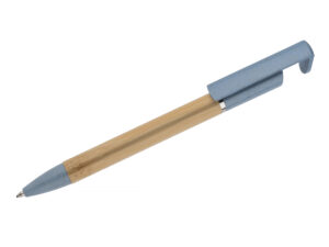Penna promozionale in bambù FONIK con clip in paglia di grano, personalizzabile con logo.