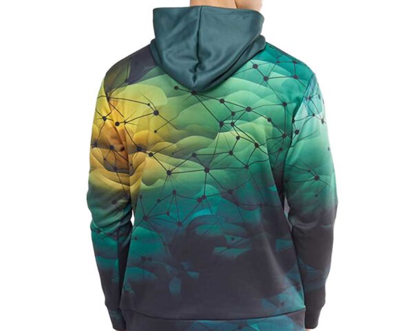 Men’s kangaroo-style hoodie with custom sublimation print. Order from AMGS Group.