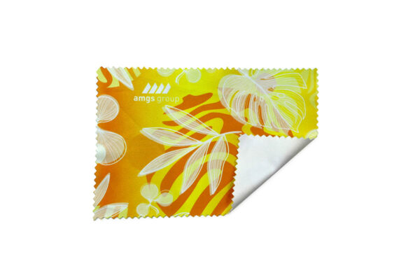 Branded microfiber cleaning cloth for screens and electronics with custom logo.