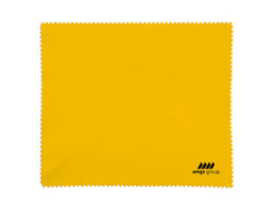 Microfiber cloth 15×18 cm – vivid yellow color, full-color sublimation print and certified quality by AMGS Group.